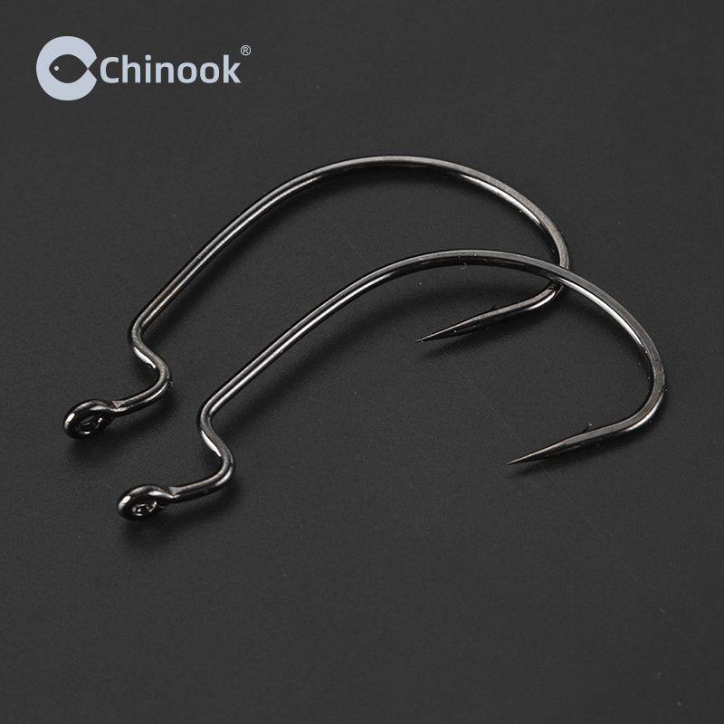 Chinook 20pcs Wide worm Texan  - مراجعة Fishing Hook Barbless وسعره