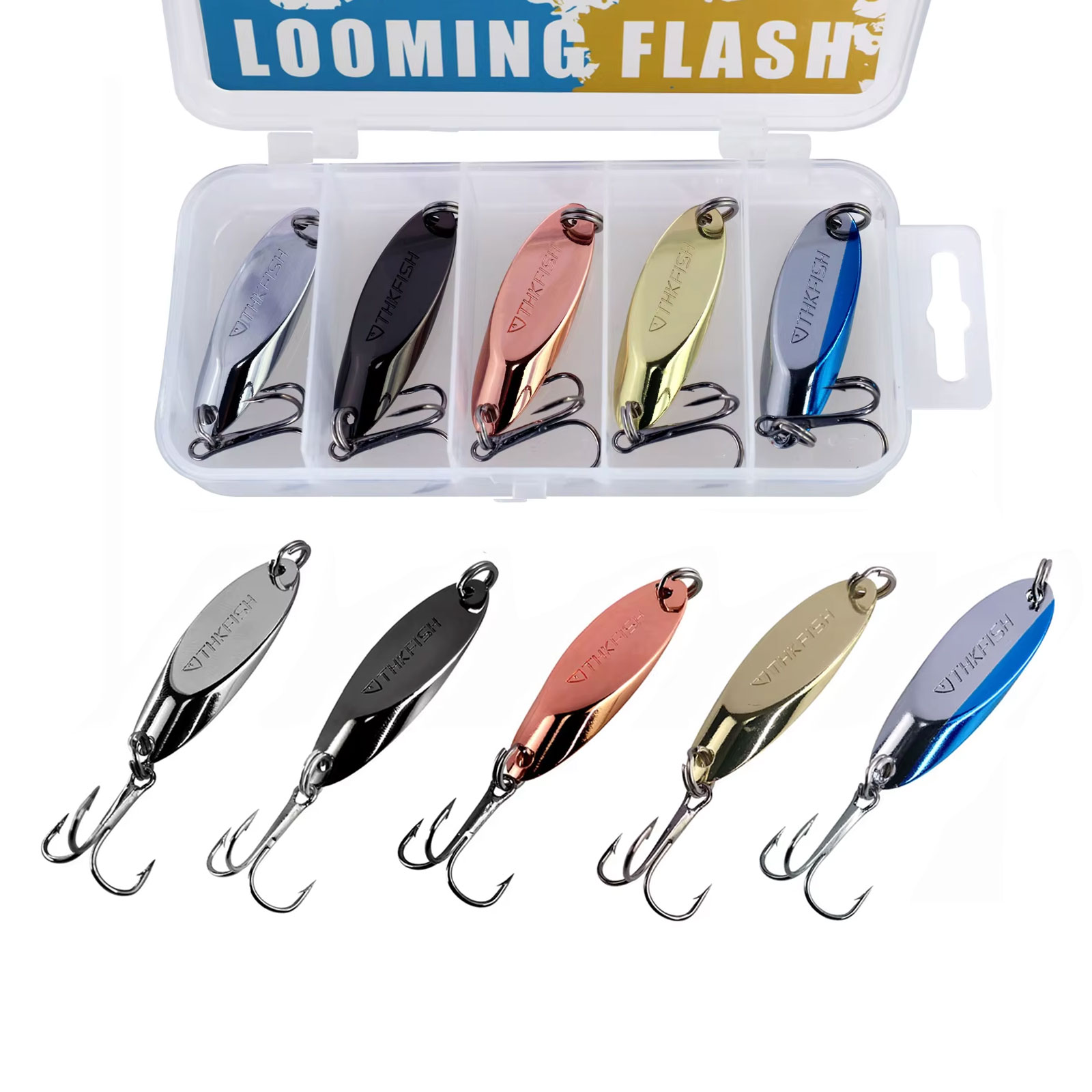 5pcs Metal Spinner Spoon Lures - مراجعة Fishing Hook Treble وسعره